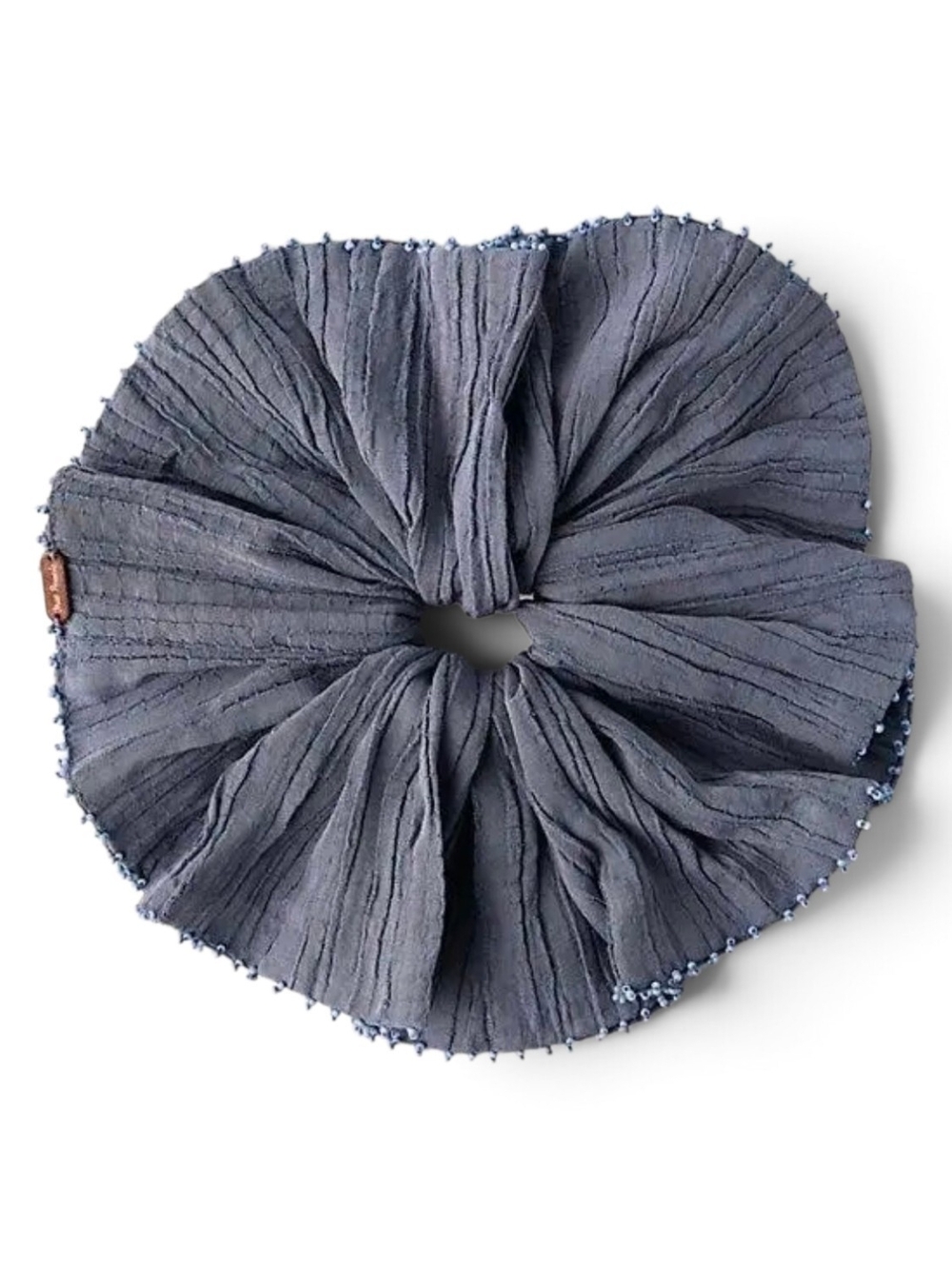 Free People Calypso Oversized Beaded Trim Scrunchie Blue NWT